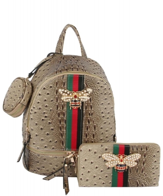 Ostritch Stripped Bee Backpack LHU376 STONE